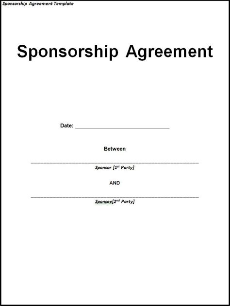 Athlete Sponsorship Agreement Template | HQ Printable Documents